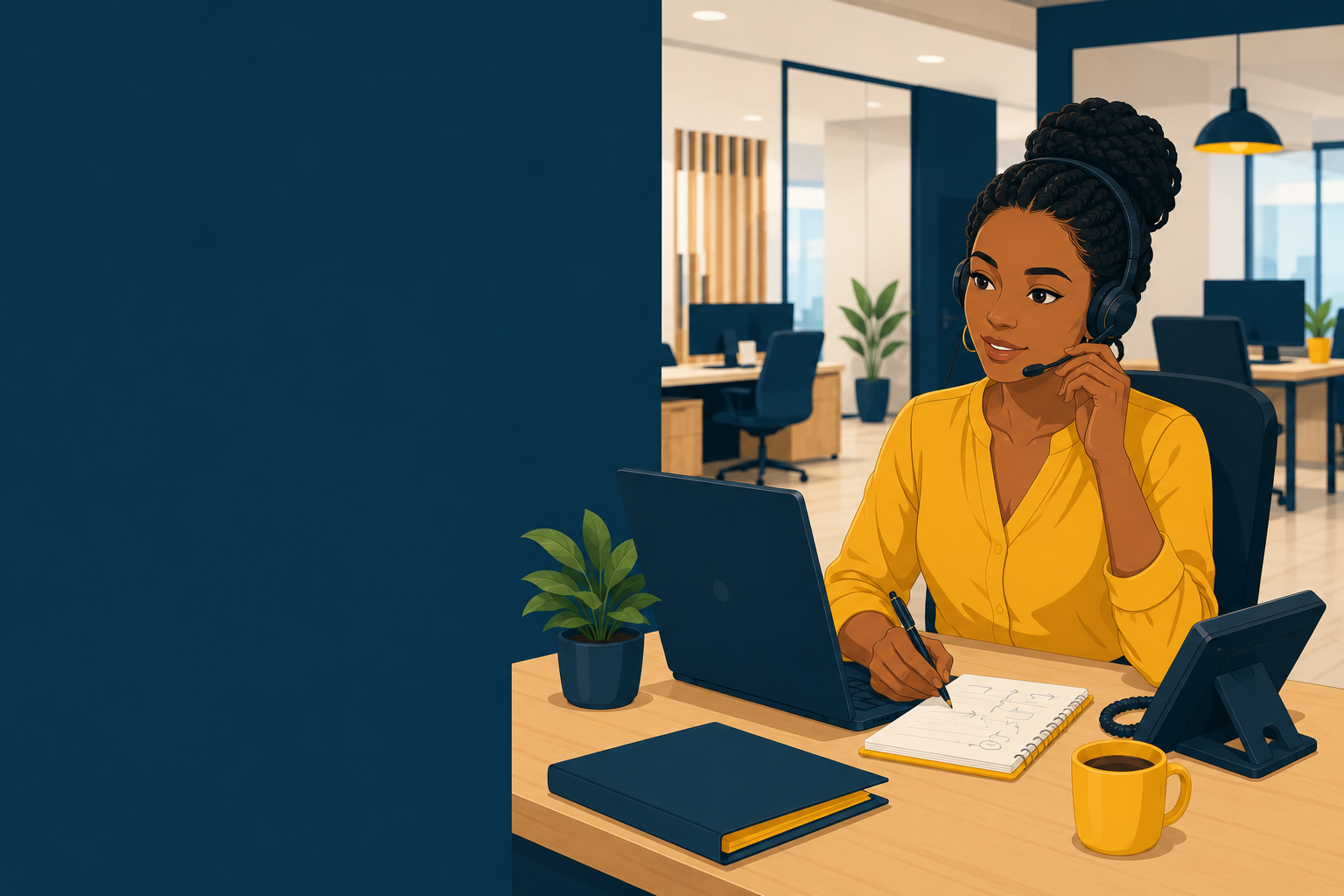 Chargée de recrutement au téléphone avec un client
