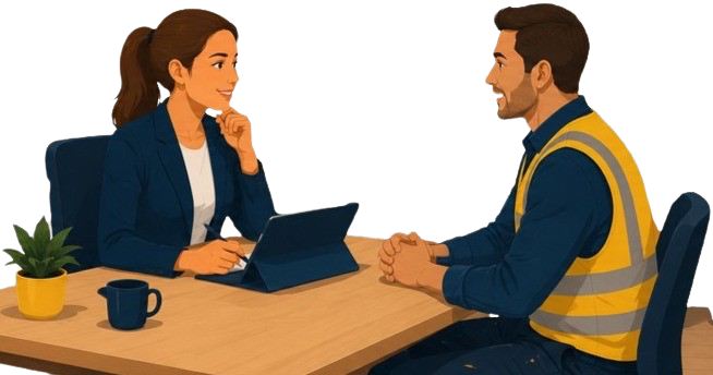 Illustration entretien de recrutement en agence d'emploi