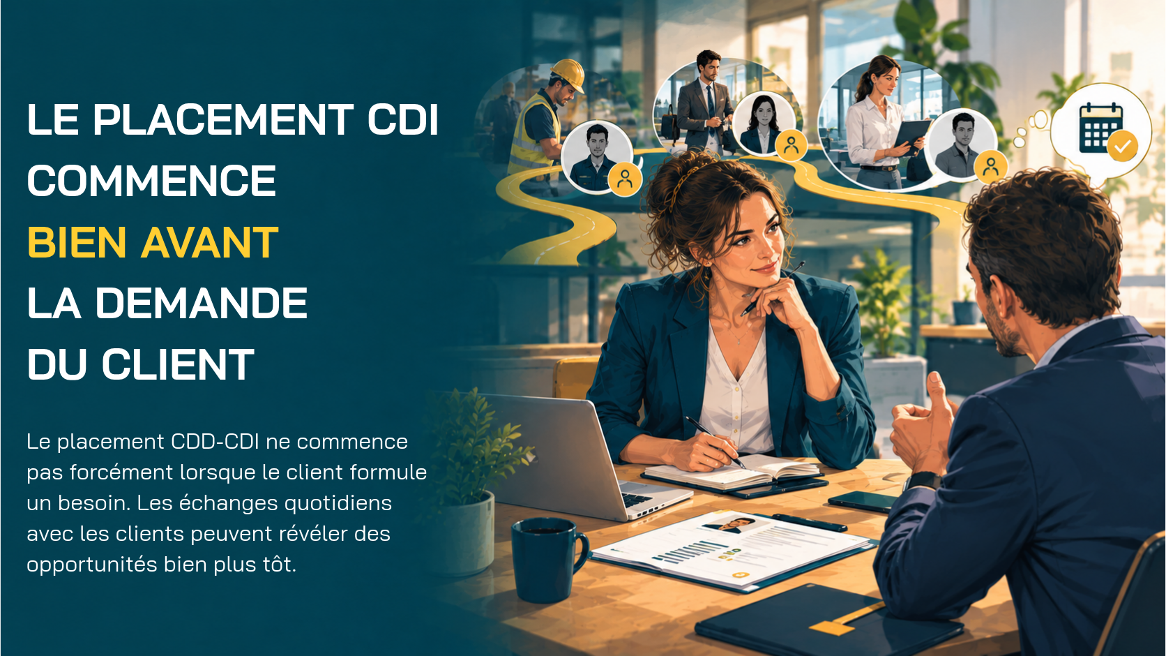Vous consultez actuellement Le placement CDI commence bien avant que votre client parle de CDI